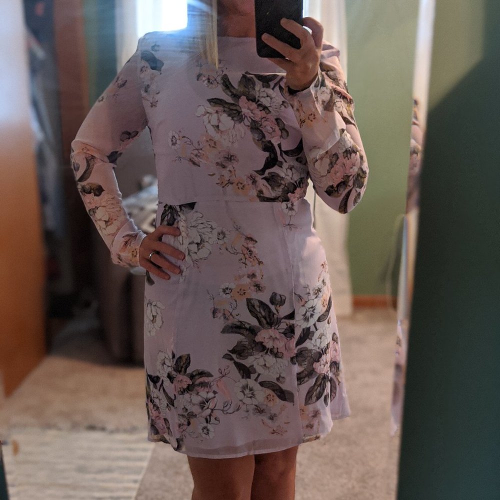 Leith Long Sheer Sleeve Floral Dress